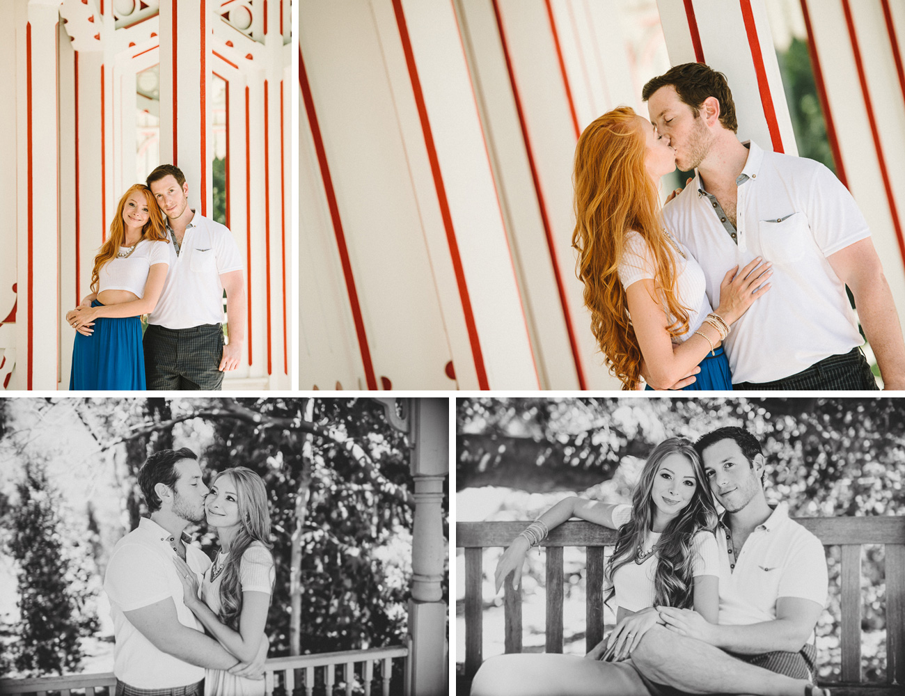 engagement session collage, young couple kissing and hugging