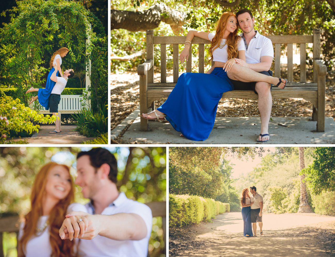 collage of photos, loving couple, Arcadia Arboretum Engagement Session