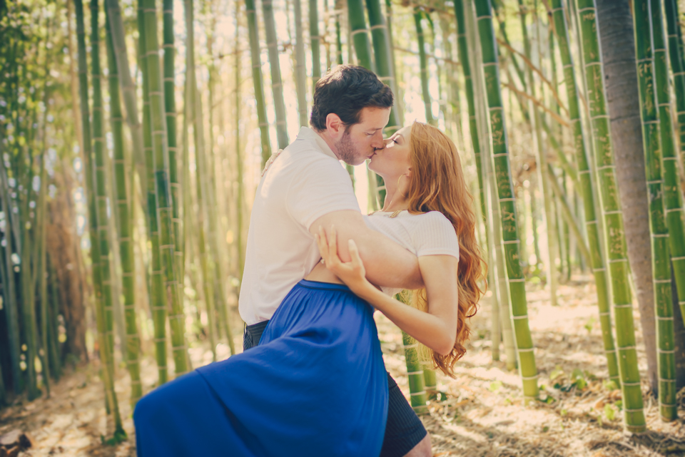 couple kissing in a bamboo forest, 