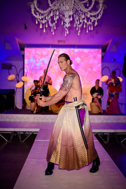 male model dressed as a samurai, event photography