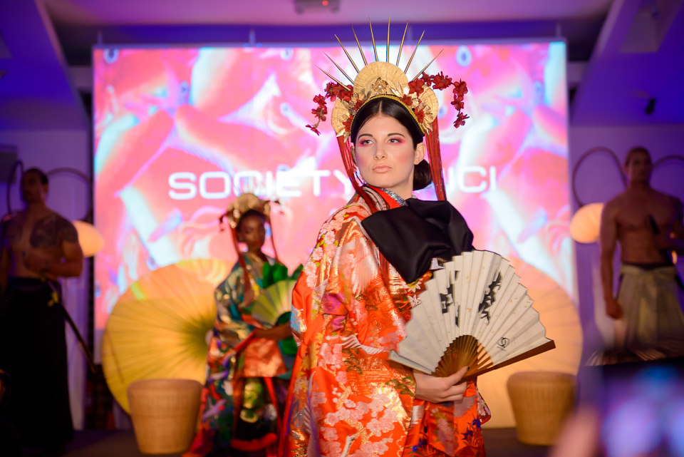 model dressed as Geisha