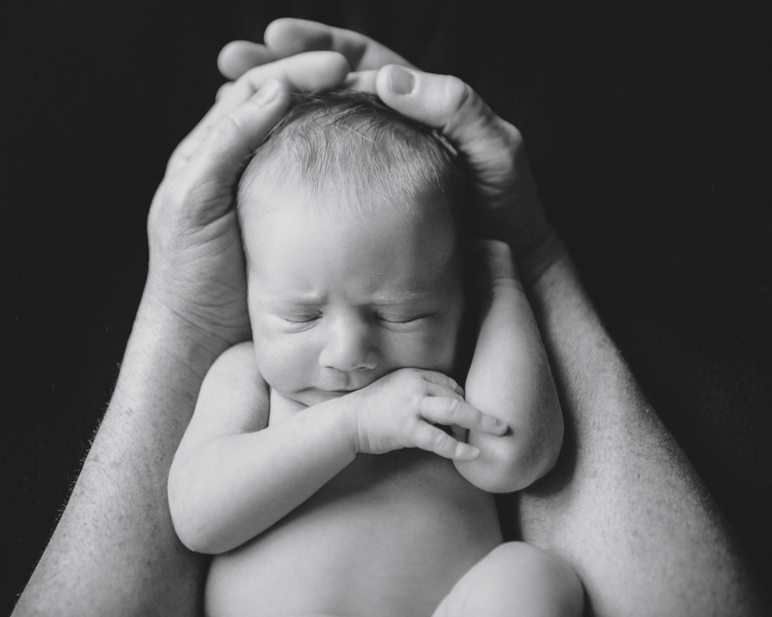 newborn black and white portrait