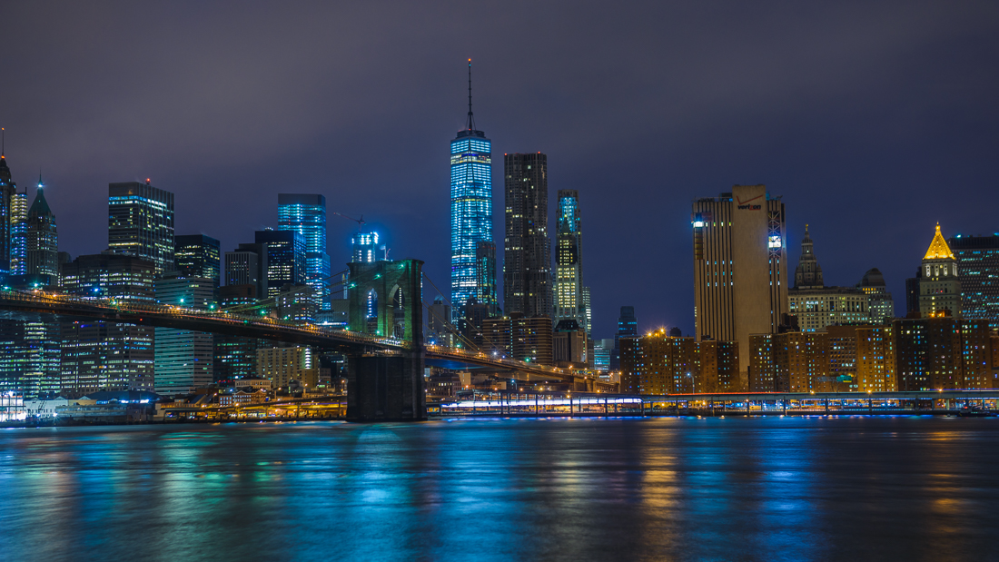 Downtown New York by night