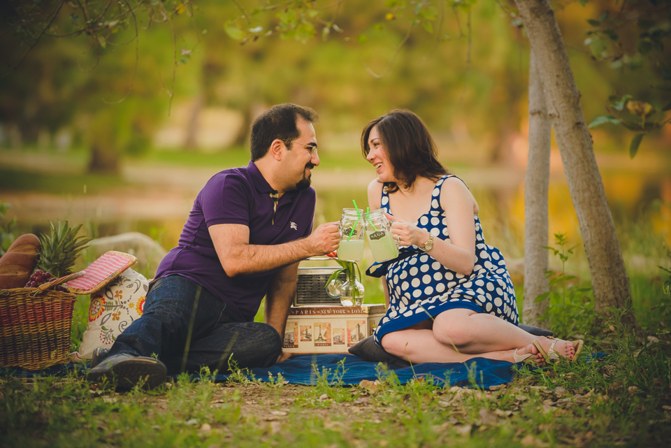 engaged couple having a picnic, Yorba Regional Park Maternity Session