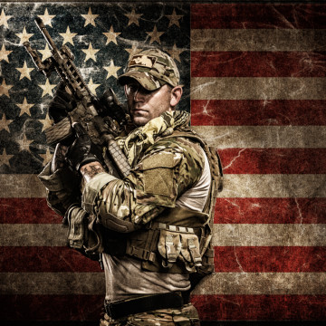 US Marine with American Flag as a background